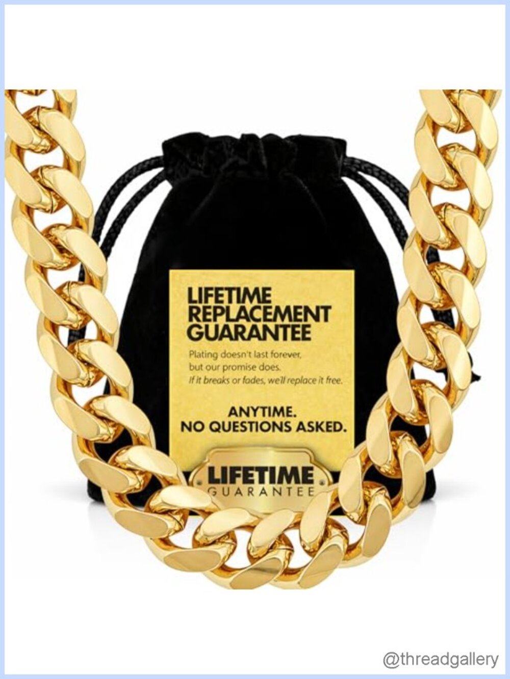 11mm Cuban Link Chain Necklace 24k Real Gold Plated Heavy Duty Clasp